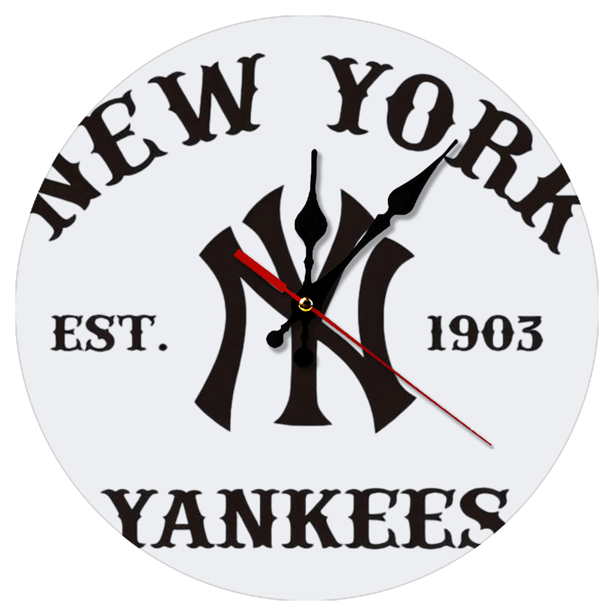 New York Yankees EST 1903 Silent Round Wall Clock – Modern & Stylish DIY Design, Durable Wood Construction, Easy To Install – Perfect For Office, Bedroom, Living Room, And More